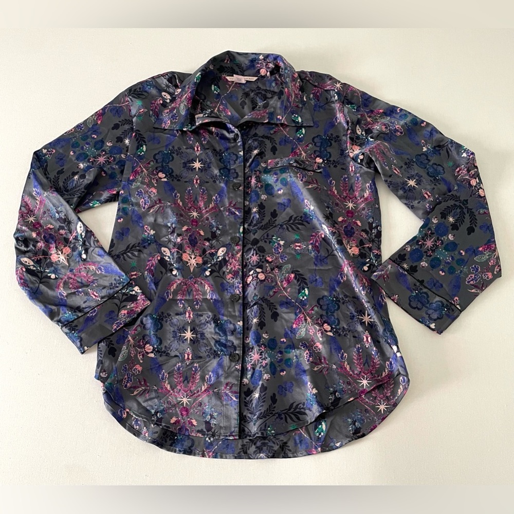 Satin Silky Black Floral Pajama Set by Victoria’s Secret Size Small NWOT - Picture 3 of 9